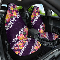 Purple Polynesia Car Seat Cover Plumeria With Hibiscus Pattern Tropical Vibes LT14 One Size Purple - Polynesian Pride
