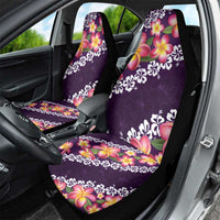 Purple Polynesia Car Seat Cover Plumeria With Hibiscus Pattern Tropical Vibes LT14 - Polynesian Pride