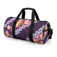 Purple Polynesia Duffle Bag Plumeria With Hibiscus Pattern Tropical Vibes LT14 - Polynesian Pride