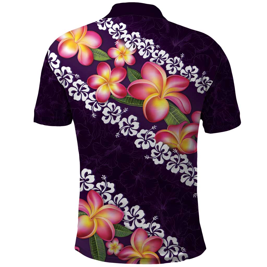 Purple Polynesia Polo Shirt Plumeria With Hibiscus Pattern Tropical Vibes LT14 - Polynesian Pride