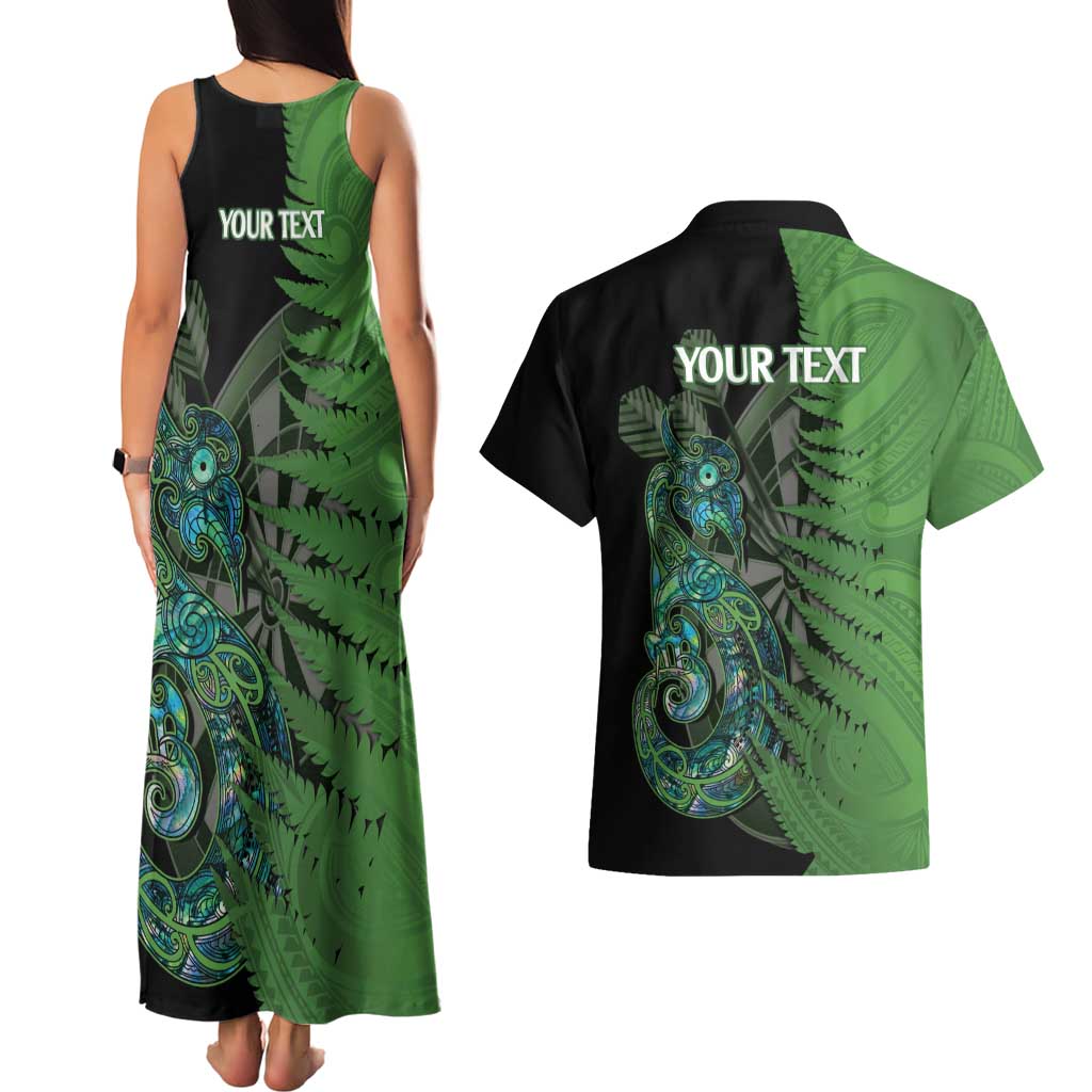 Personalised New Zealand Darts Couples Matching Tank Maxi Dress and Hawaiian Shirt Aotearoa Maori Fern Mix Manaia Tattoo