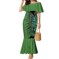 Personalised New Zealand Darts Family Matching Mermaid Dress and Hawaiian Shirt Aotearoa Maori Fern Mix Manaia Tattoo