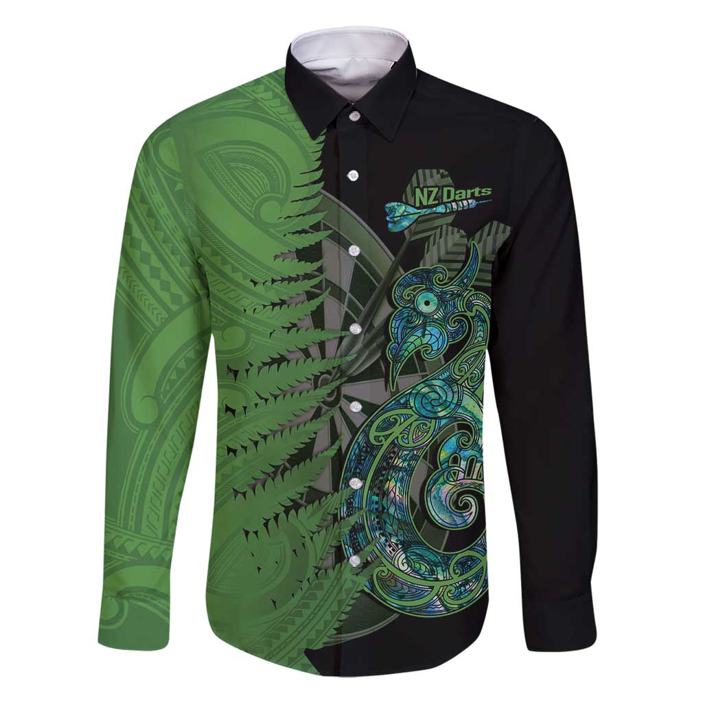 Personalised New Zealand Darts Family Matching Off Shoulder Maxi Dress and Hawaiian Shirt Aotearoa Maori Fern Mix Manaia Tattoo