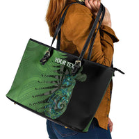 Personalised New Zealand Darts Leather Tote Bag Aotearoa Maori Fern Mix Manaia Tattoo