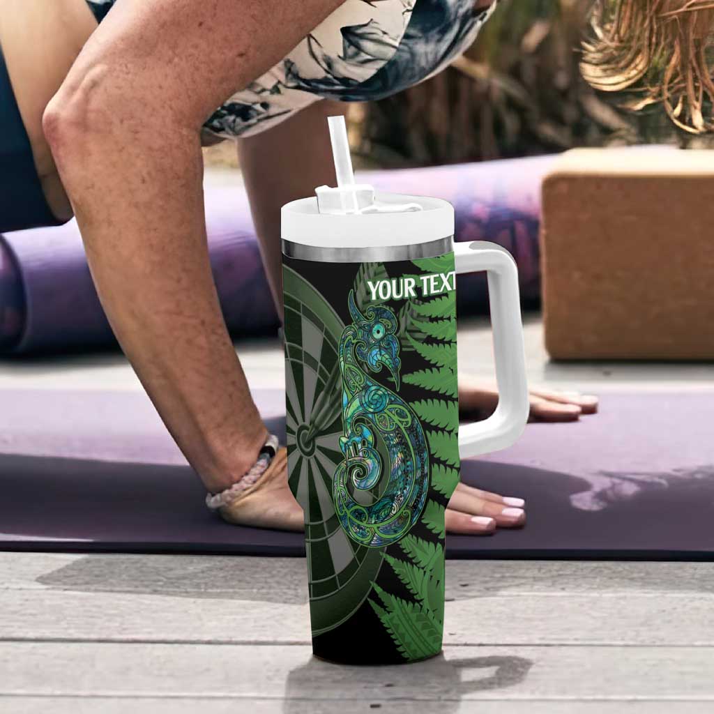 Personalised New Zealand Darts Tumbler With Handle Aotearoa Maori Fern Mix Manaia Tattoo