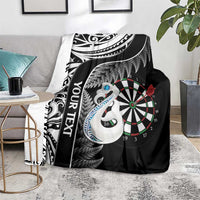 Personalised New Zealand Darts Blanket Aotearoa Fern Mix Paua Shell Manaia - Black
