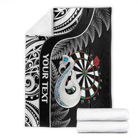 Personalised New Zealand Darts Blanket Aotearoa Fern Mix Paua Shell Manaia - Black
