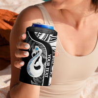 Personalised New Zealand Darts 4 in 1 Can Cooler Tumbler Aotearoa Fern Mix Paua Shell Manaia - Black