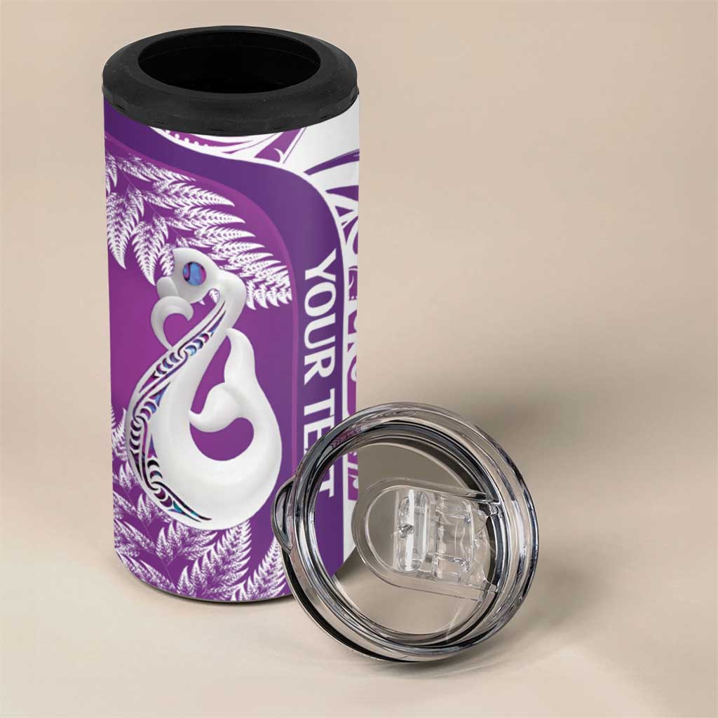 Personalised New Zealand Darts 4 in 1 Can Cooler Tumbler Aotearoa Fern Mix Paua Shell Manaia - Purple