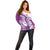 Personalised New Zealand Darts Off Shoulder Sweater Aotearoa Fern Mix Paua Shell Manaia - Purple