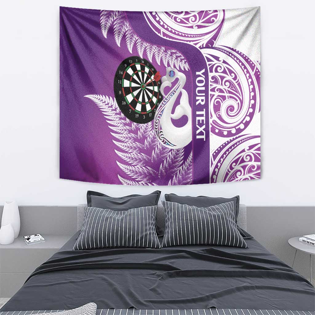 Personalised New Zealand Darts Tapestry Aotearoa Fern Mix Paua Shell Manaia - Purple