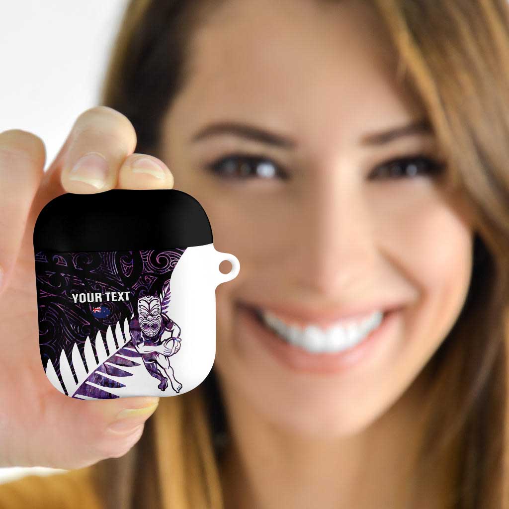 New Zealand Silver Fern Rugby Custom AirPods Case Go All Black Purple Maori Paua Shell - Polynesian Pride