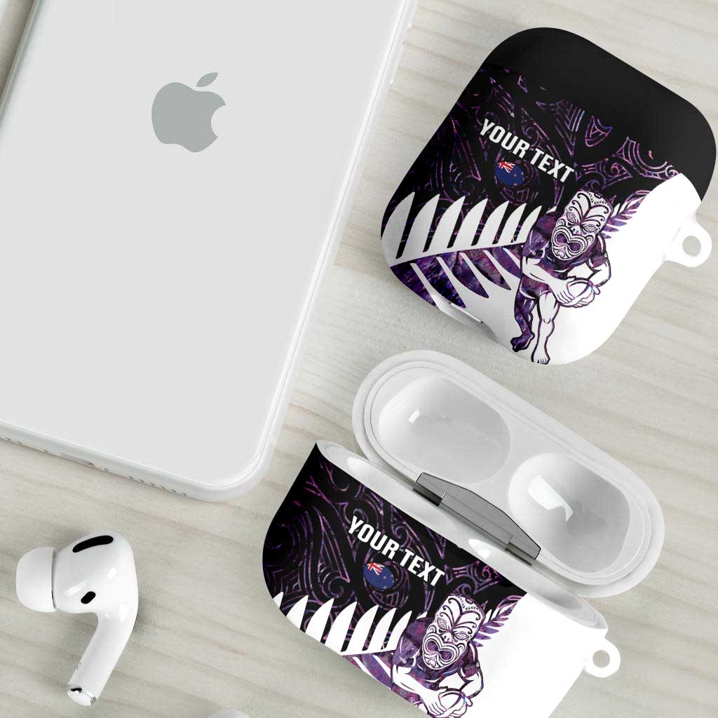 New Zealand Silver Fern Rugby Custom AirPods Case Go All Black Purple Maori Paua Shell - Polynesian Pride