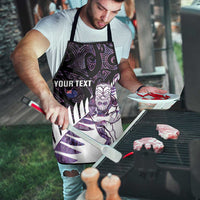 New Zealand Silver Fern Rugby Custom Apron Go All Black Purple Maori Paua Shell - Polynesian Pride