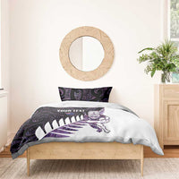 New Zealand Silver Fern Rugby Custom Bedding Set Go All Black Purple Maori Paua Shell - Polynesian Pride