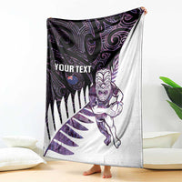 New Zealand Silver Fern Rugby Custom Blanket Go All Black Purple Maori Paua Shell - Polynesian Pride