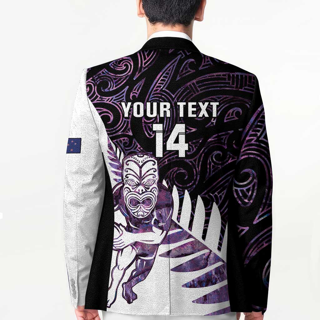 New Zealand Silver Fern Rugby Custom Blazer Go All Black Purple Maori Paua Shell - Polynesian Pride