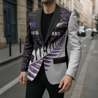 New Zealand Silver Fern Rugby Custom Blazer Go All Black Purple Maori Paua Shell - Polynesian Pride