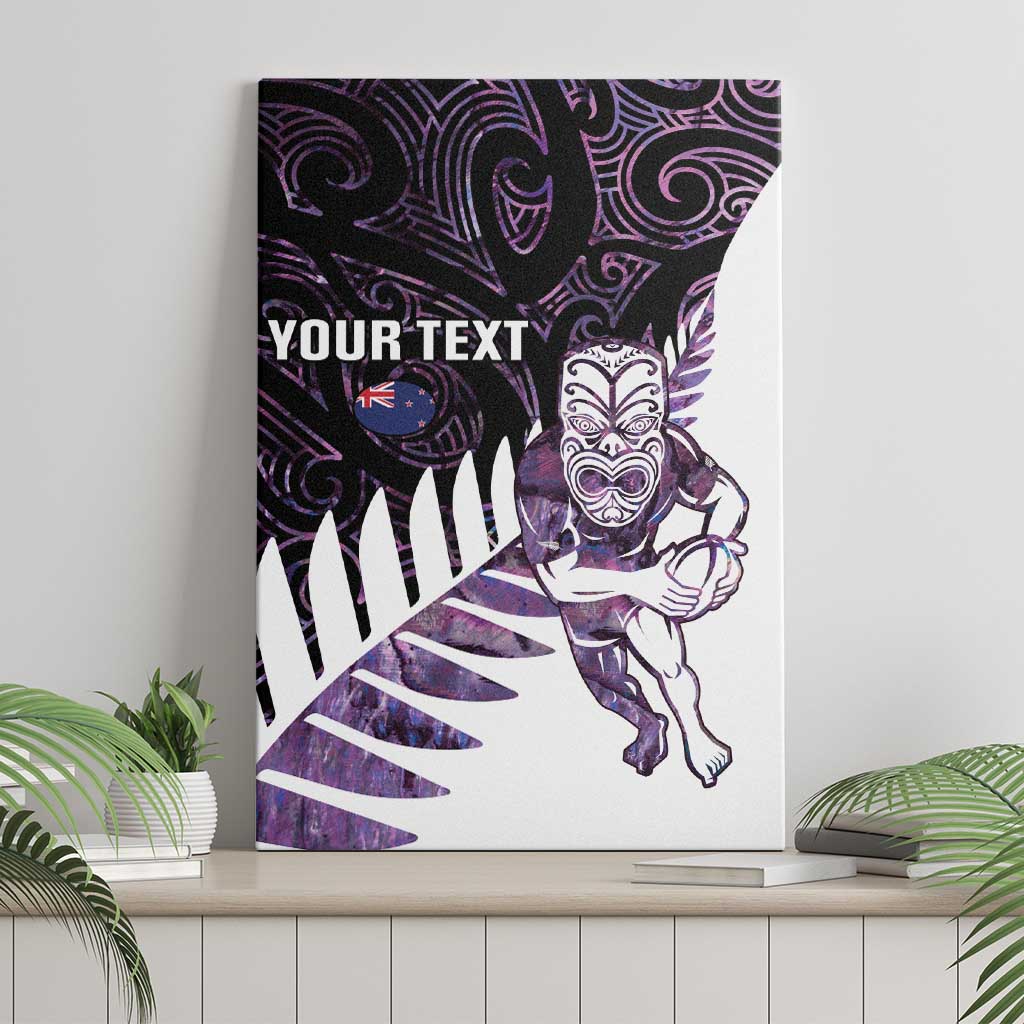 New Zealand Silver Fern Rugby Custom Canvas Wall Art Go All Black Purple Maori Paua Shell - Polynesian Pride