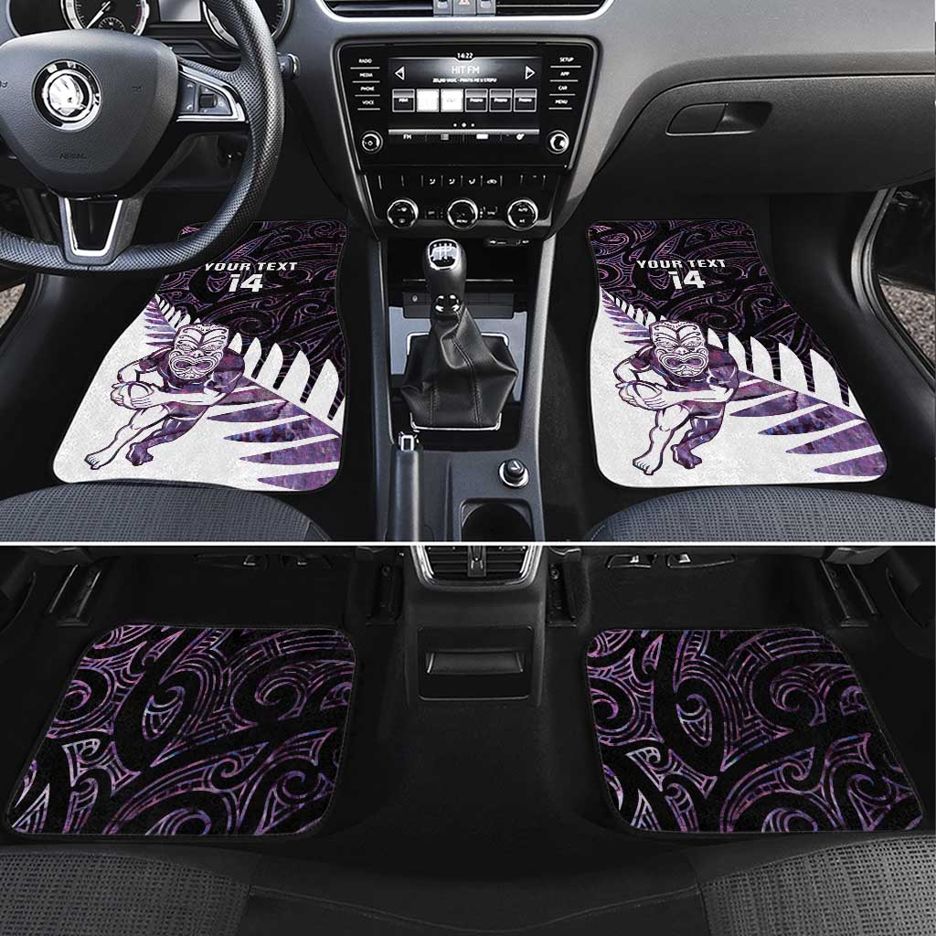 New Zealand Silver Fern Rugby Custom Car Mats Go All Black Purple Maori Paua Shell - Polynesian Pride