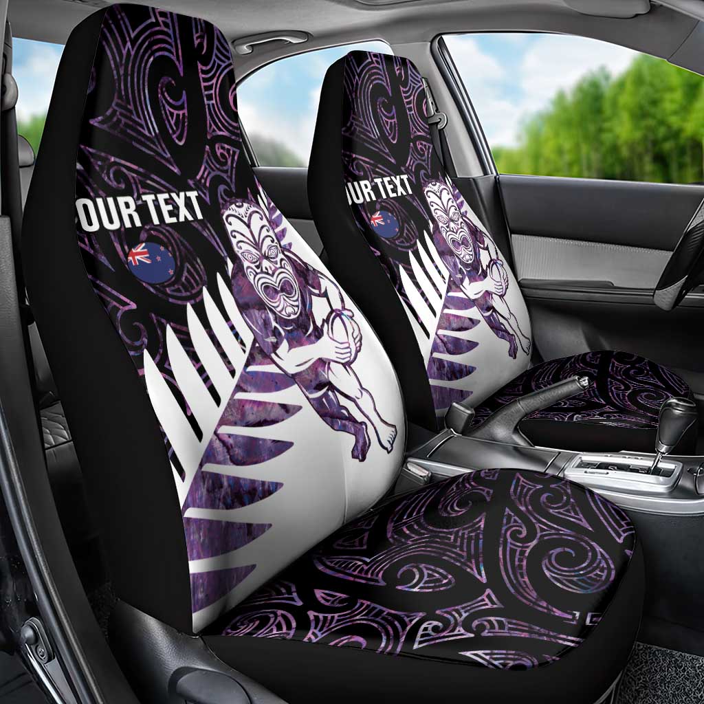 New Zealand Silver Fern Rugby Custom Car Seat Cover Go All Black Purple Maori Paua Shell - Polynesian Pride