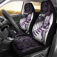 New Zealand Silver Fern Rugby Custom Car Seat Cover Go All Black Purple Maori Paua Shell - Polynesian Pride