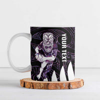 New Zealand Silver Fern Rugby Custom Ceramic Mug Go All Black Purple Maori Paua Shell - Polynesian Pride