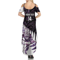 New Zealand Silver Fern Rugby Custom Family Matching Summer Maxi Dress and Hawaiian Shirt Go All Black Purple Maori Paua Shell - Polynesian Pride