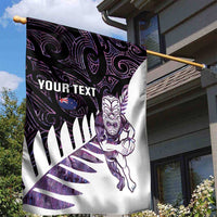New Zealand Silver Fern Rugby Custom Garden Flag Go All Black Purple Maori Paua Shell - Polynesian Pride