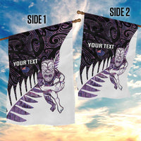 New Zealand Silver Fern Rugby Custom Garden Flag Go All Black Purple Maori Paua Shell - Polynesian Pride