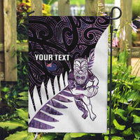 New Zealand Silver Fern Rugby Custom Garden Flag Go All Black Purple Maori Paua Shell - Polynesian Pride