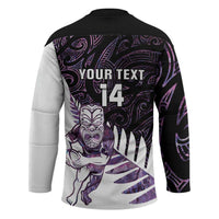 New Zealand Silver Fern Rugby Custom Hockey Jersey Go All Black Purple Maori Paua Shell - Polynesian Pride