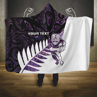 New Zealand Silver Fern Rugby Custom Hooded Blanket Go All Black Purple Maori Paua Shell - Polynesian Pride