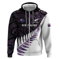 New Zealand Silver Fern Rugby Custom Hoodie Go All Black Purple Maori Paua Shell - Polynesian Pride