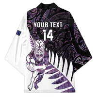 New Zealand Silver Fern Rugby Custom Kimono Go All Black Purple Maori Paua Shell - Polynesian Pride