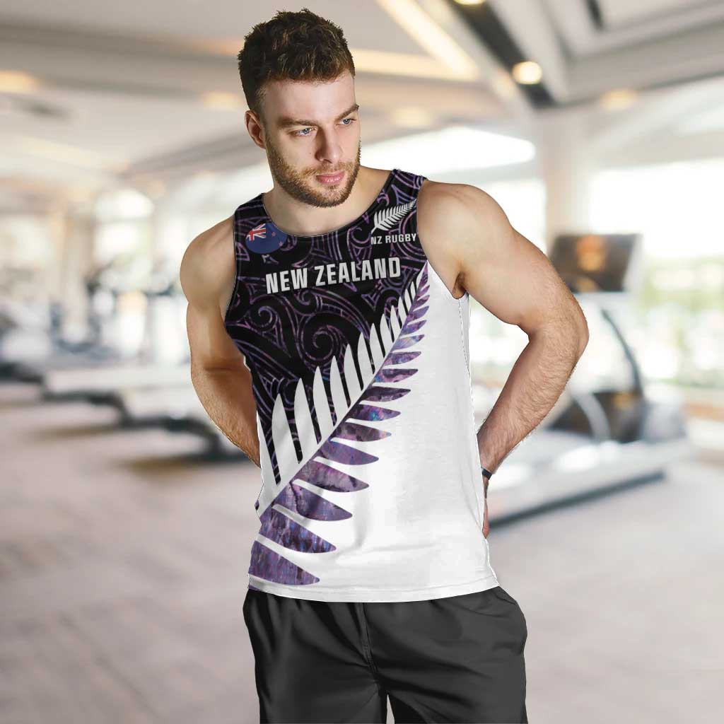 New Zealand Silver Fern Rugby Custom Men Tank Top Go All Black Purple Maori Paua Shell - Polynesian Pride