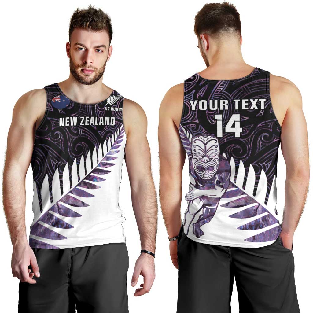New Zealand Silver Fern Rugby Custom Men Tank Top Go All Black Purple Maori Paua Shell - Polynesian Pride