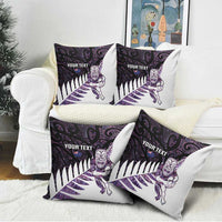 New Zealand Silver Fern Rugby Custom Pillow Cover Go All Black Purple Maori Paua Shell - Polynesian Pride