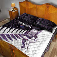 New Zealand Silver Fern Rugby Custom Quilt Bed Set Go All Black Purple Maori Paua Shell - Polynesian Pride