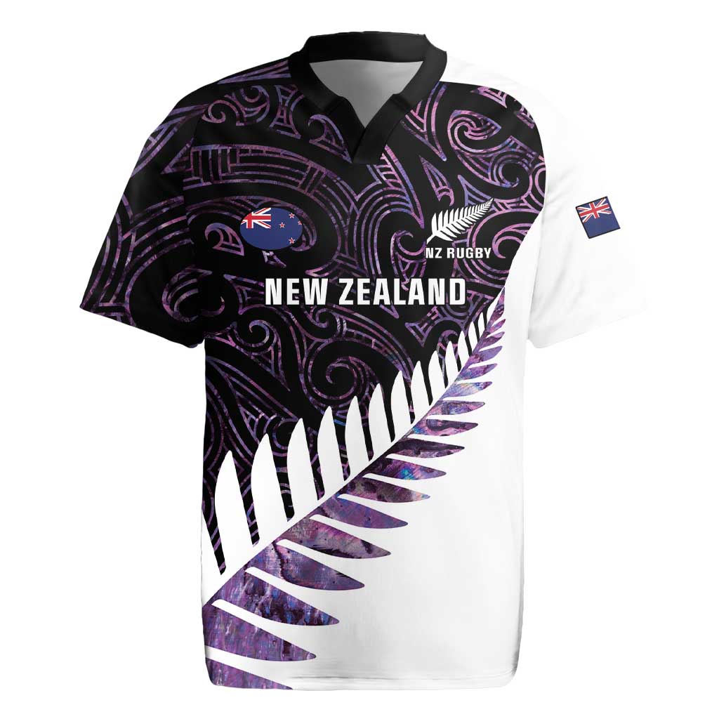 New Zealand Silver Fern Rugby Custom Rugby Jersey Go All Black Purple Maori Paua Shell - Polynesian Pride
