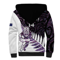 New Zealand Silver Fern Rugby Custom Sherpa Hoodie Go All Black Purple Maori Paua Shell - Polynesian Pride