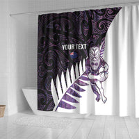 New Zealand Silver Fern Rugby Custom Shower Curtain Go All Black Purple Maori Paua Shell - Polynesian Pride