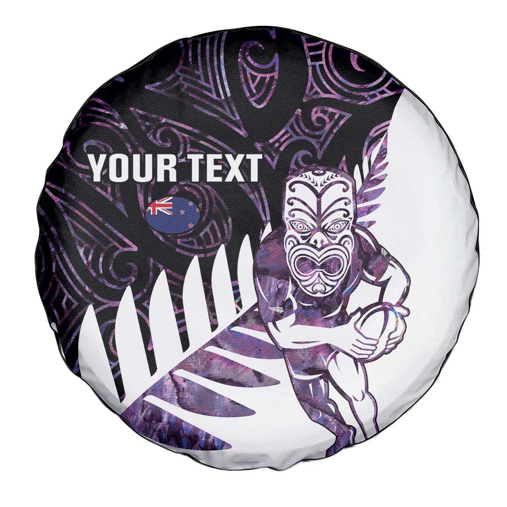 New Zealand Silver Fern Rugby Custom Spare Tire Cover Go All Black Purple Maori Paua Shell - Polynesian Pride