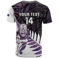 New Zealand Silver Fern Rugby Custom T Shirt Go All Black Purple Maori Paua Shell - Polynesian Pride