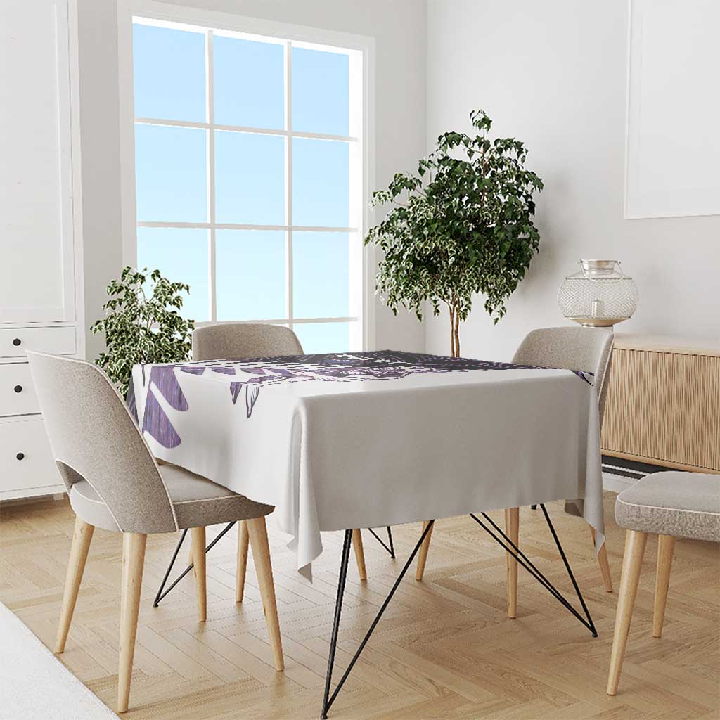 New Zealand Silver Fern Rugby Custom Tablecloth Go All Black Purple Maori Paua Shell - Polynesian Pride