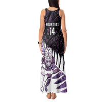New Zealand Silver Fern Rugby Custom Tank Maxi Dress Go All Black Purple Maori Paua Shell - Polynesian Pride