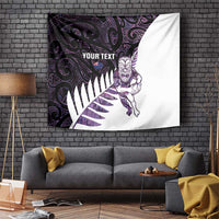 New Zealand Silver Fern Rugby Custom Tapestry Go All Black Purple Maori Paua Shell - Polynesian Pride