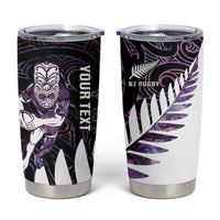 New Zealand Silver Fern Rugby Custom Tumbler Cup Go All Black Purple Maori Paua Shell - Polynesian Pride