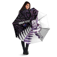 New Zealand Silver Fern Rugby Custom Umbrella Go All Black Purple Maori Paua Shell - Polynesian Pride