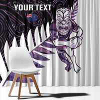 New Zealand Silver Fern Rugby Custom Window Curtain Go All Black Purple Maori Paua Shell - Polynesian Pride